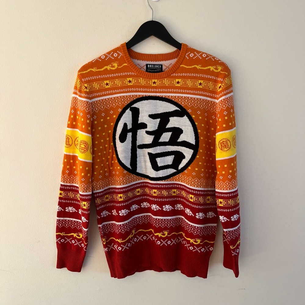 Dragon Ball Z Sweater Mens Ugly Christmas Size M Orange Red - Picture 4 of 6